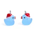 Blaue Harz Ente Anhänger mit roter Mütze, ideal für DIY Schmuck, Halsketten und Schlüsselanhänger. - Gelee Farbe Blau (A10-411)