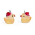 Weihnachtshut gelbe Ente Harz Anhänger, süßes DIY Schmuckzubehör für Halskette Schlüsselanhänger. - Gelee Farbe Orange (A10-411)