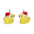 Gelbe Harz Ente Anhänger mit Weihnachtsmütze für DIY Schmuckzubehör Basteln - Gelee Farbe Gelb (A10-411)