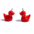 Süße rote Enten Harz Anhänger für DIY Handgemachte Schmuck Halskette Schlüsselanhänger 2Stk - Einfarbiger Ente Anhänger (A2-256) / 20x17mm / Rot