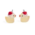 Niedlicher gelber Harz Weihnachtsmütze Ente Anhänger DIY Schmuck Bastelzubehör - Gelee Farbe Gänsegelb (A10-411)
