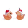 Harz Ente Anhänger mit Weihnachtsmütze DIY Schmuck Zubehör Halskette Schlüsselanhänger - Gelee Farbe Orange (A10-411)