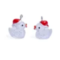 Glitzerndes Enten-Harz-Anhänger mit Weihnachtsmütze für DIY handgemachte Ketten und Schlüssel. - Glitzer Silber (A10-412)