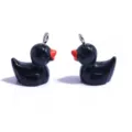 Schwarze Harz Ente Anhänger Charm DIY Schmuck Herstellung Halskette Schlüsselanhänger - Einfarbiger Ente Anhänger (A2-256) / 20x17mm / Schwarz