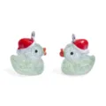 Gruener Glitzer Harz Ente Anhaenger mit rotem Weihnachtshut fuer DIY Schmuck Handwerk Zubehoer - Glitzer Hellgrün (A10-412)