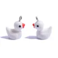 Schlichter weißer Harz Enten Anhänger für DIY Schmuck, Halsketten und Schlüsselanhänger. - Einfarbiger Ente Anhänger (A2-256) / 20x17mm / Weiß