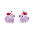 Harz Weihnachtsmütze Ente Anhänger, lila Glitzer DIY Pendant für Halskette Schlüsselanhänger. - Glitzer Rosenrot (A10-412)