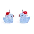 Weihnachtshut blaue Glitzer Harz Ente Anhänger DIY Schmuck Zubehör Halskette Schlüsselanhänger - Glitzer Blau (A10-412)