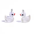 Transparente Harz Enten Anhänger mit Metallösen, süße DIY Tier Charms für Ketten und Armbänder. - Geleefarbener Ente Anhänger (A10-416) / 20x15mm / Klarweiß