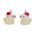 Weihnachtsmütze Ente Harz Anhänger DIY Schmuck Zubehör Halskette Schlüsselanhänger Deko Variante - Glitzer Gelb (A10-412)
