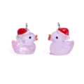 Rosa glitzernde Weihnachtsente Harz Anhänger für DIY Schmuckherstellung und Schlüsselbund - Glitzer Rosa (A10-412)