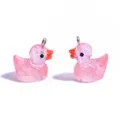 Süße rosa Glitzer Enten Harz Anhänger für DIY handgemachte Schmuck Halsketten Schlüsselanhänger. - Glitzer Ente Anhänger (A10-417) / 21x17mm / Fuchsie