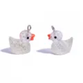 Süße Glitzer Harz Ente Anhänger mit Metallösen für DIY Schmuck Ketten und Schlüsselanhänger. - Glitzer Ente Anhänger (A10-417) / 21x17mm / Silber