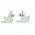 Niedlicher Harz-Enten-Anhänger DIY Schmuck Variante in glitzerndem Hellgrün. - Glitzer Ente Anhänger (A10-417) / 21x17mm / Hellgrün