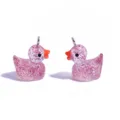 Rosa Glitzer Enten Kunstharz Anhänger DIY Schmuck für handgemachte Halsketten und Schlüsselringe. - Glitzer Ente Anhänger (A10-417) / 21x17mm / Fuchsia