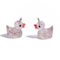 Niedliche bunte Enten Harz Anhänger DIY Schmuck Zubehör für handgemachte Halsketten Schlüs. - Glitzer Ente Anhänger (A10-417) / 21x17mm / Kaffee