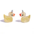 Niedliche Harz-Enten-Anhänger mit Glitzer und Metallösen, ideal für DIY-Schmuck und Schlüsselanhänger. - Glitzer Ente Anhänger (A10-417) / 21x17mm / Gelb