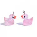 Rosa Glitzer Harz Ente Anhänger für DIY Schmuckherstellung, süßer handgemachter Schlüsselanhänger - Glitzer Ente Anhänger (A10-417) / 21x17mm / Rosa