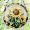 Sunflower suncatcher detail view, acrylic hanging decor for window, garden home ornament - 24