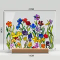 Decoración de mesa de acrílico floral estilo vitral con base de madera, 21x15cm. - Estilo 1