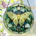 Stained glass Luna moth suncatcher window hanging acrylic home garden decor detail. - 26
