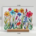 Placa de exhibición acrílica floral estilo vidriera decoración de oficina 21x15cm - Estilo 4