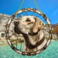 Acrylic Labrador dog hanging decoration colorful circular wall art window ornament pendant - 32
