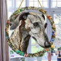 Acrylic dog hanging ornament circular wall decor colorful puppy window art plaque for home decoration - 33