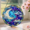 Stained glass style moon and star acrylic window hanging ornament home decor pendant - 32