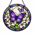 Stunning purple butterfly stained glass suncatcher acrylic hanging window ornament for home decor. - 33