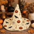 Λεπτομέρεια καπέλο μάγισσας Halloween, ψηφιακή εκτύπωση με κολοκύθες. Γιορτινό. - Μέγεθος Ενηλίκων / Γράμμα A
