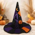 Καπέλο μάγισσας Halloween καπιτονέ με ψηφιακή εκτύπωση και μοναδικό κέντημα κολοκύθας. - Μέγεθος Ενηλίκων / Γράμμα N