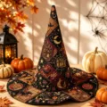 Halloween Hexenhut Gesteppt Patchwork Kostueme Party Festliche Kappe Cosplay Dekoration - SM21