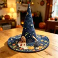 Καπέλο μάγισσας Halloween καπιτονέ με ουράνια εκτύπωση, σχέδιο αστέρι φεγγάρι. - Μέγεθος Ενηλίκων / Στυλ 15