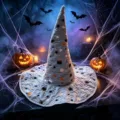Καπέλο μάγισσας καπιτονέ Halloween λεπτομέρεια, ψηφιακή εκτύπωση τρομακτικό κρανίο. - Μέγεθος Ενηλίκων / Γράμμα Y