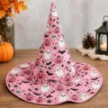 Sombrero de Bruja de Halloween Rosa Estampado Fantasma Calabaza Acolchado Fiesta - Talla de Niño / A6