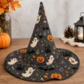 Sombrero de bruja de Halloween acolchado con estampados de fantasmas y calabazas para fiesta detalle. - Talla de Niño / A9