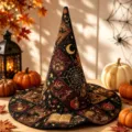 Halloween Hexenhut gesteppt bestickt digital bedruckt Zauberin Kostüm Party Requisite Zubehör - SM27