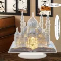 Ornement de bâtiment de mosquée en acrylique, présentoir de bureau plat 2D avec livre. - Style 5 / Hauteur 20cm avec Base