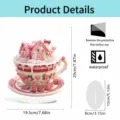 Pink dessert house teacup acrylic standee decorative ornament cute gift for festival party - 20cm / Style 6