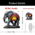2D plat acryl olifant desktop ornament zonsondergang landschap home decor met basis 20x19cm - 20cm / 2