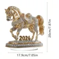 2026 Year of the Horse acrylic desktop ornament rhinestone gold desktop decoration 20cm - Style 6