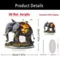 2D plat acryl olifant ornament met zonsondergang landschap ontwerp voor tafel decor 20cm - 20cm / 4