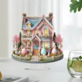 Nordic style Easter house acrylic ornament, cute rabbit and egg desktop decoration for holiday. - 20cm / 4