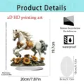 2D acrylic horse ornament with sunflowers, clear desktop decor measuring 20x19.7cm with base. - Horse and Sunflower / 20cm