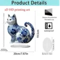Blue and white porcelain style cat 2D acrylic standee desktop home office decorative ornament - 20cm / Blue and White Porcelain Kitten