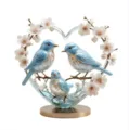 Nordic blue bird cherry blossom heart acrylic ornament for home desktop decor gift. - 20cm / 10