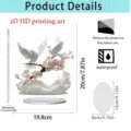 2D acrylic decorative stand featuring beautiful white doves and cherry blossoms for desktop home decor. - 20cm / Double Doves and Cherry Blossoms
