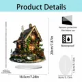 Acrylic wooden house standee detail showing dimensions, thickness and waterproof film instructions. - 20cm / Fantasy Cabin