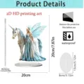 Detailed view of the 2D fantasy unicorn acrylic standee with precise dimension markings. - 20cm / Fairy and Unicorn